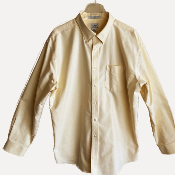 LL Bean Button-down Shirt Yellow Size 18-35 Wrinkle Resistant Slightly Fitted - Picture 2 of 7